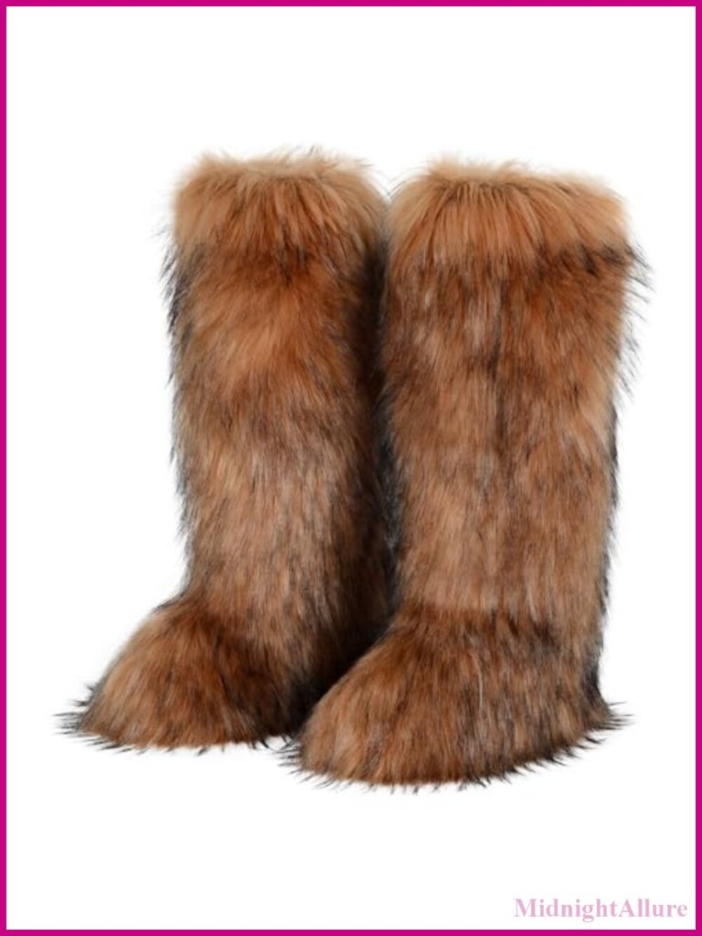 Faux Fur Knee-High Boots Round Toe Suede Winter Fuzzy